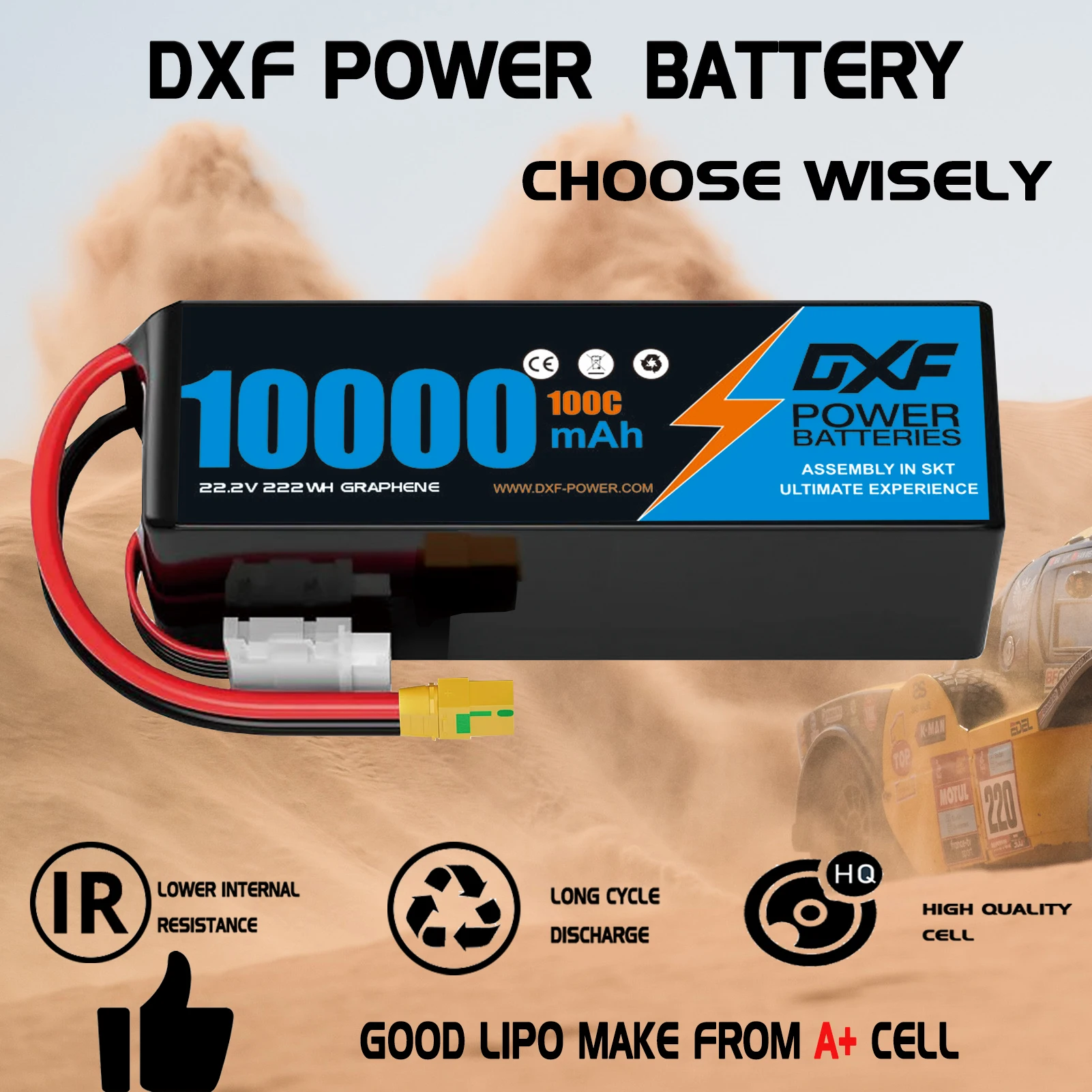 แบตเตอรี่ลิเธียมโพลิเมอร์ DXF  - 6S Lipo Battery 22.2V 5000Mah บทวิจารณ์และราคา